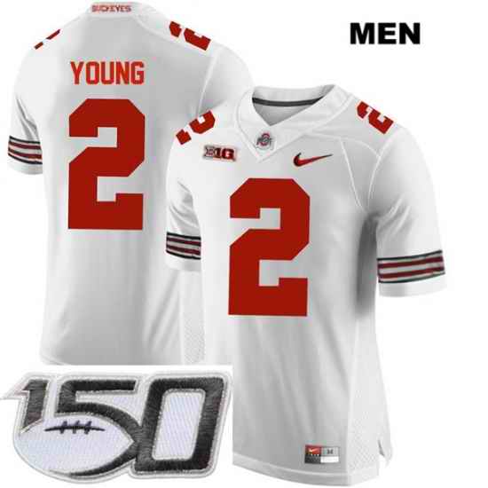 Chase Young no. 2 Nike White Ohio State Buckeyes Authentic Stitched Mens College Football Stitched 150th Anniversary Patch Jersey